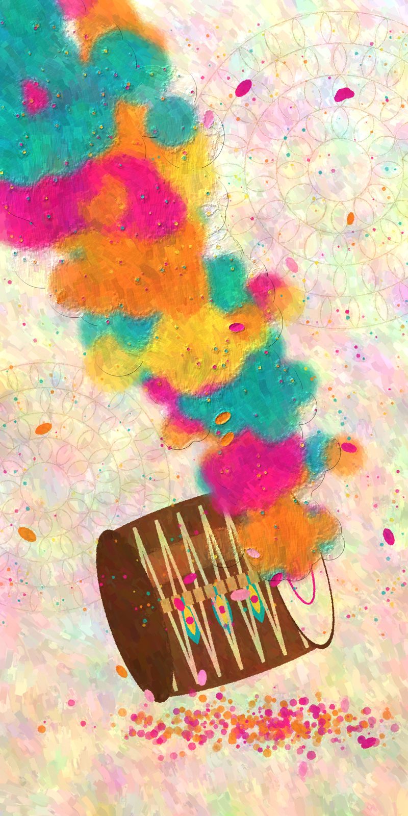 Holi Dhol Festival of Colours Wall Art, 32-block festive modular wall art by ConvArt
